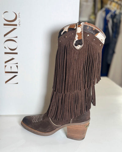 Bota doble fleco Western marrón Nemonic