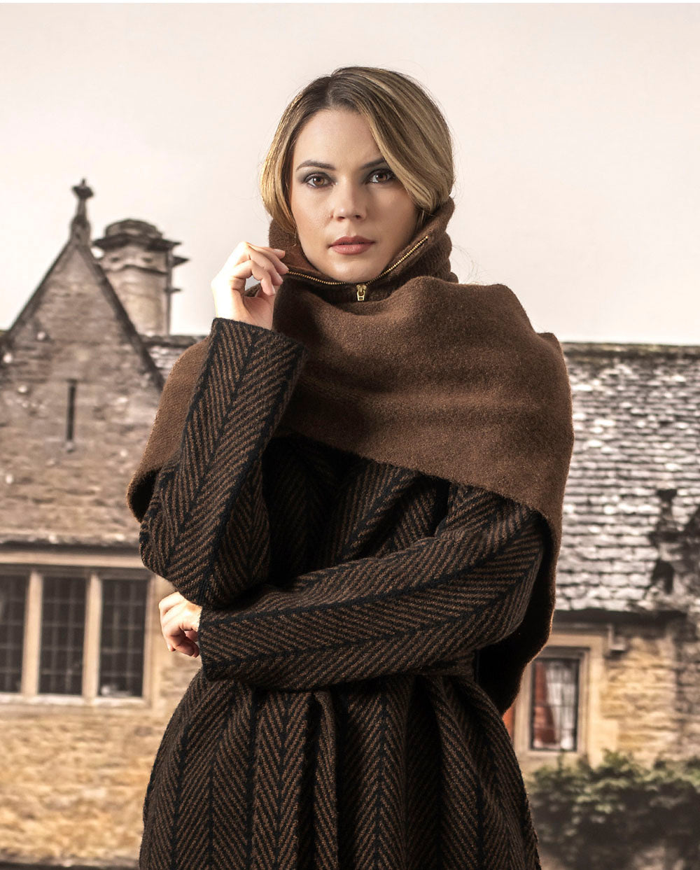 Bufanda cuello con cremallera marrón Rüga