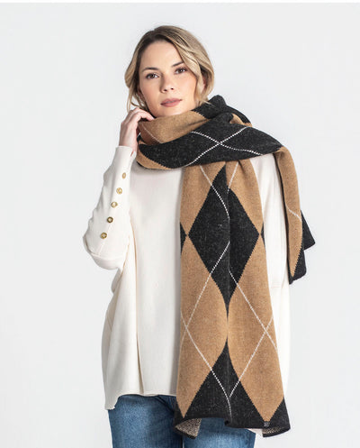 Bufanda jacquard rombos negro Rüga