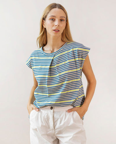 Camiseta Rayas azul flúor Pan Producto Básico