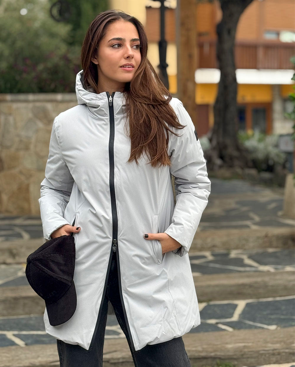 Chaqueta Reversible Moosonee largo gris microchip Canadian