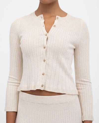 Cardigan cuello redondo Sufouh beige Mus & bombón