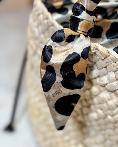 Cesto Amalfi Teddy Leopard negro Rue Madam Paris detalle