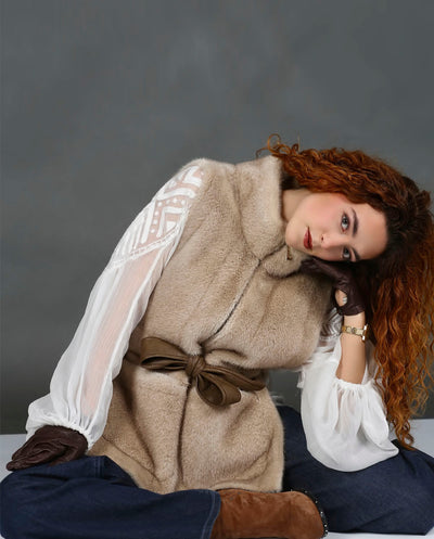 Chaleco eco pelo beige Glox