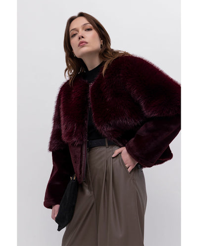 Chaqueta corta pelo borgoña Urban Code