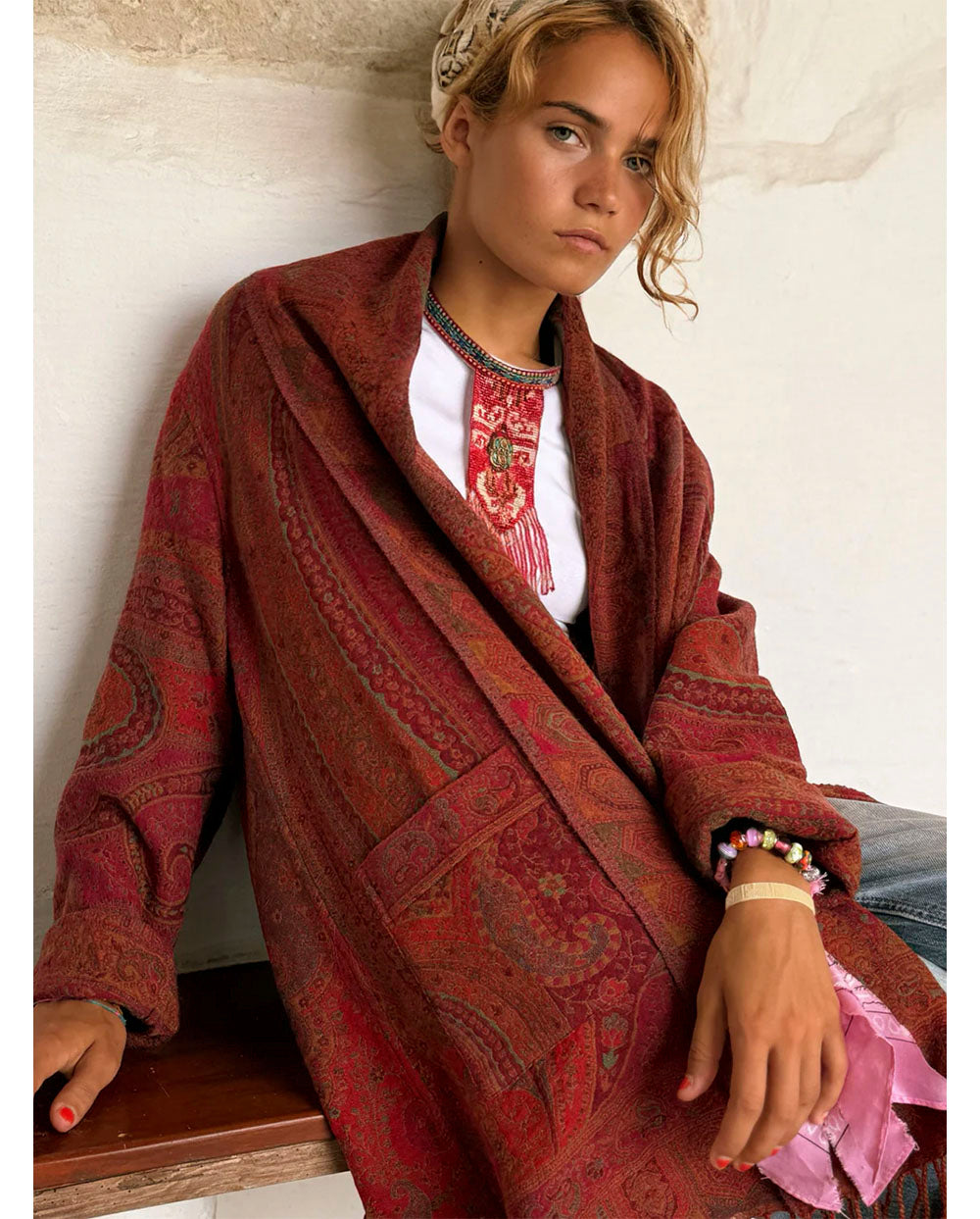 Chaqueta lana reversible rojo Poc a Poc