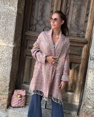 Chaqueta lana reversible rosa Poc a Poc