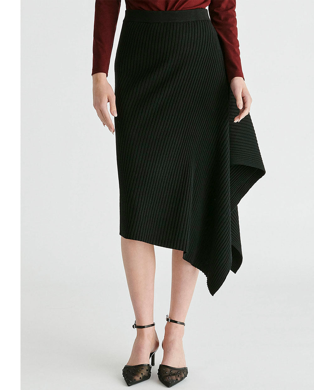 Falda punto drapeado negro Paisie London