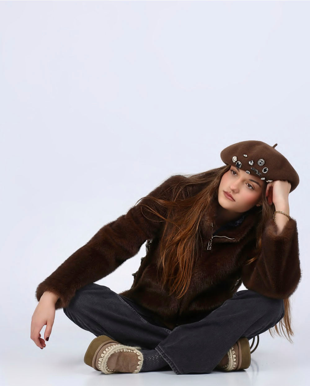 Chaqueta eco pelo marrón SG405 Glox
