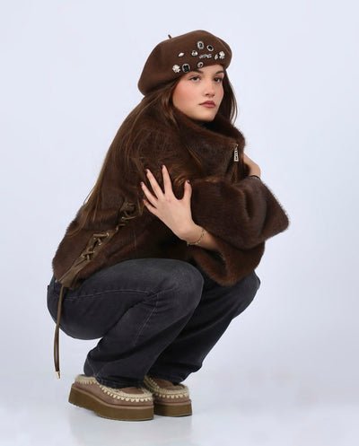 Chaqueta eco pelo marrón SG405 Glox