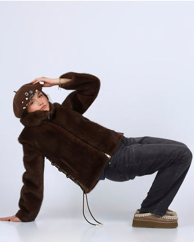 Chaqueta eco pelo marrón SG405 Glox