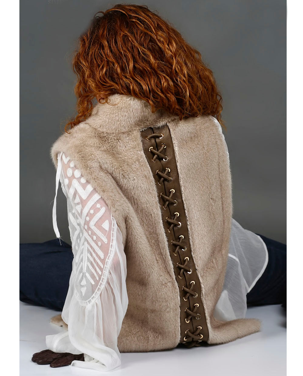 Chaleco eco pelo beige Glox