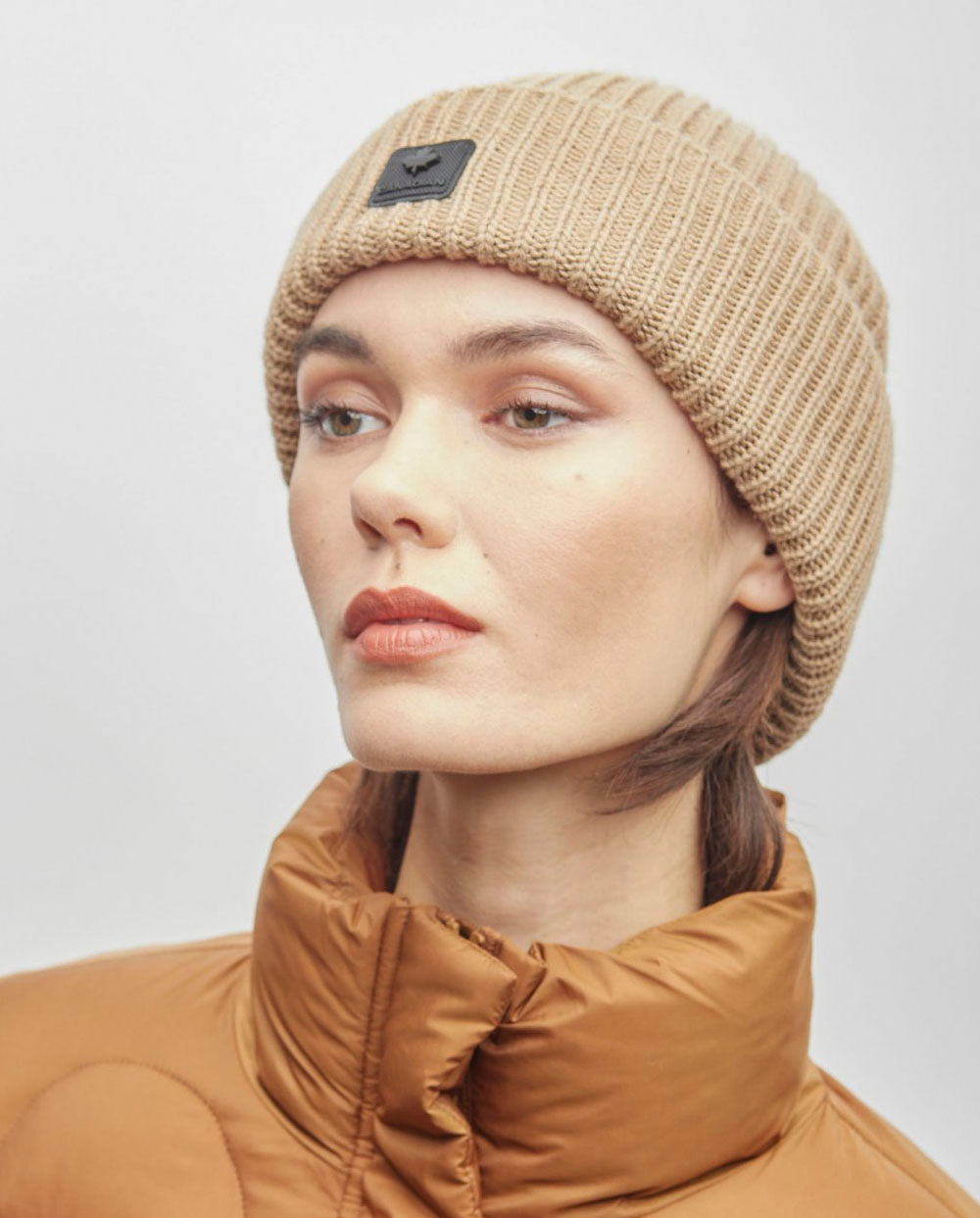 Gorro punto canalé camel Canadian