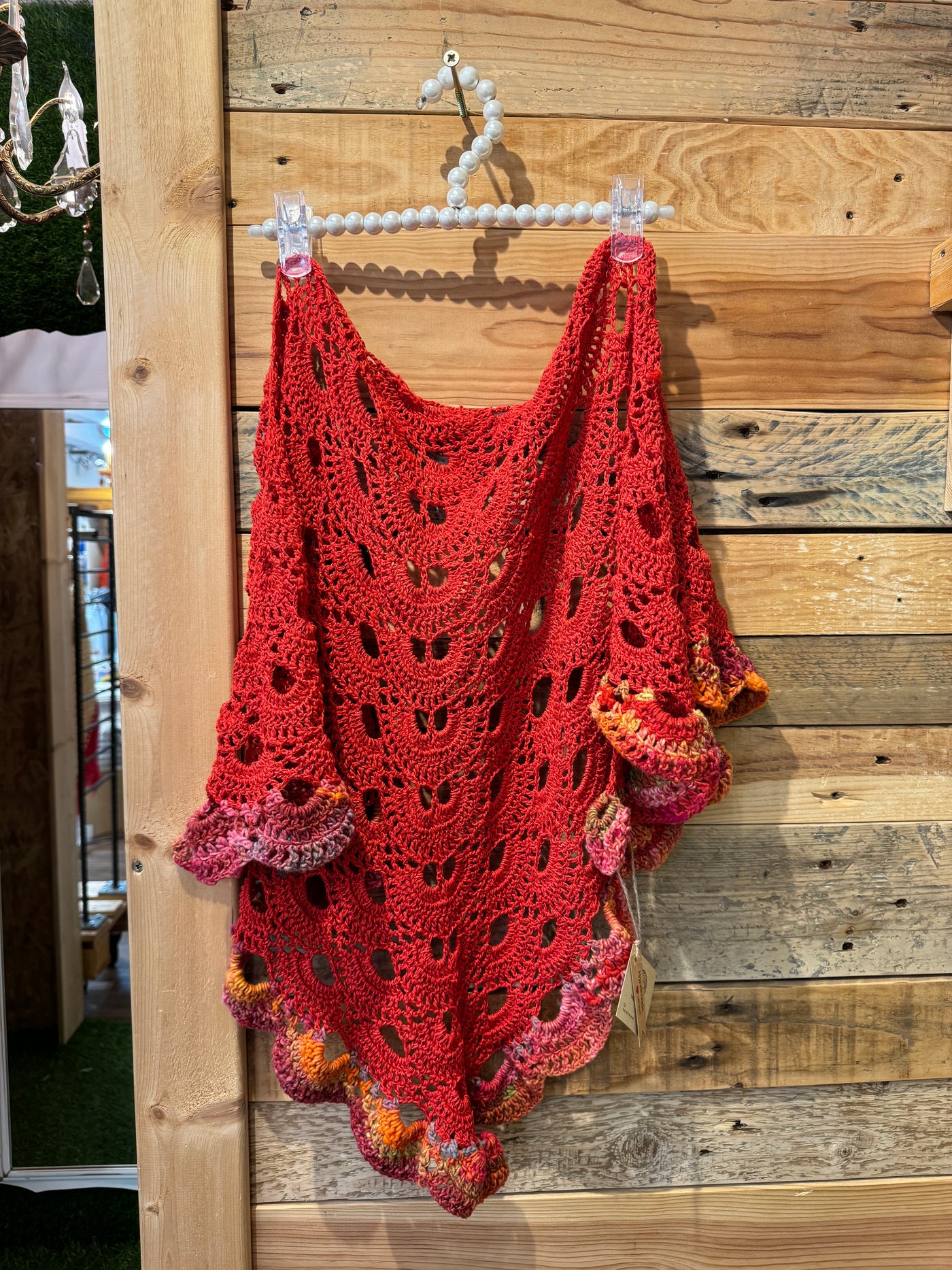 Chal crochet rojo