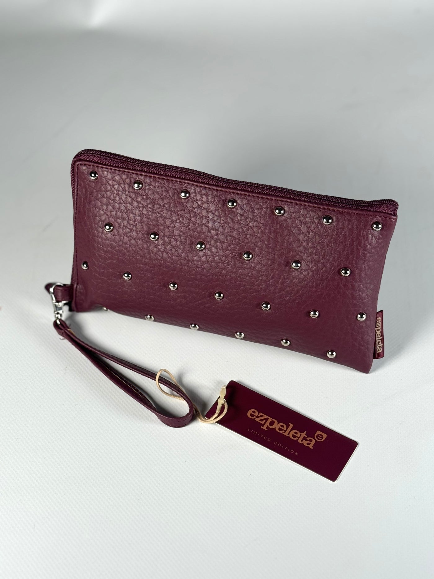 Paraguas tachuelas manual burdeos lunares Ezpeleta