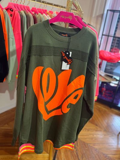 Sudadera larga Love verde Miss Goodlife