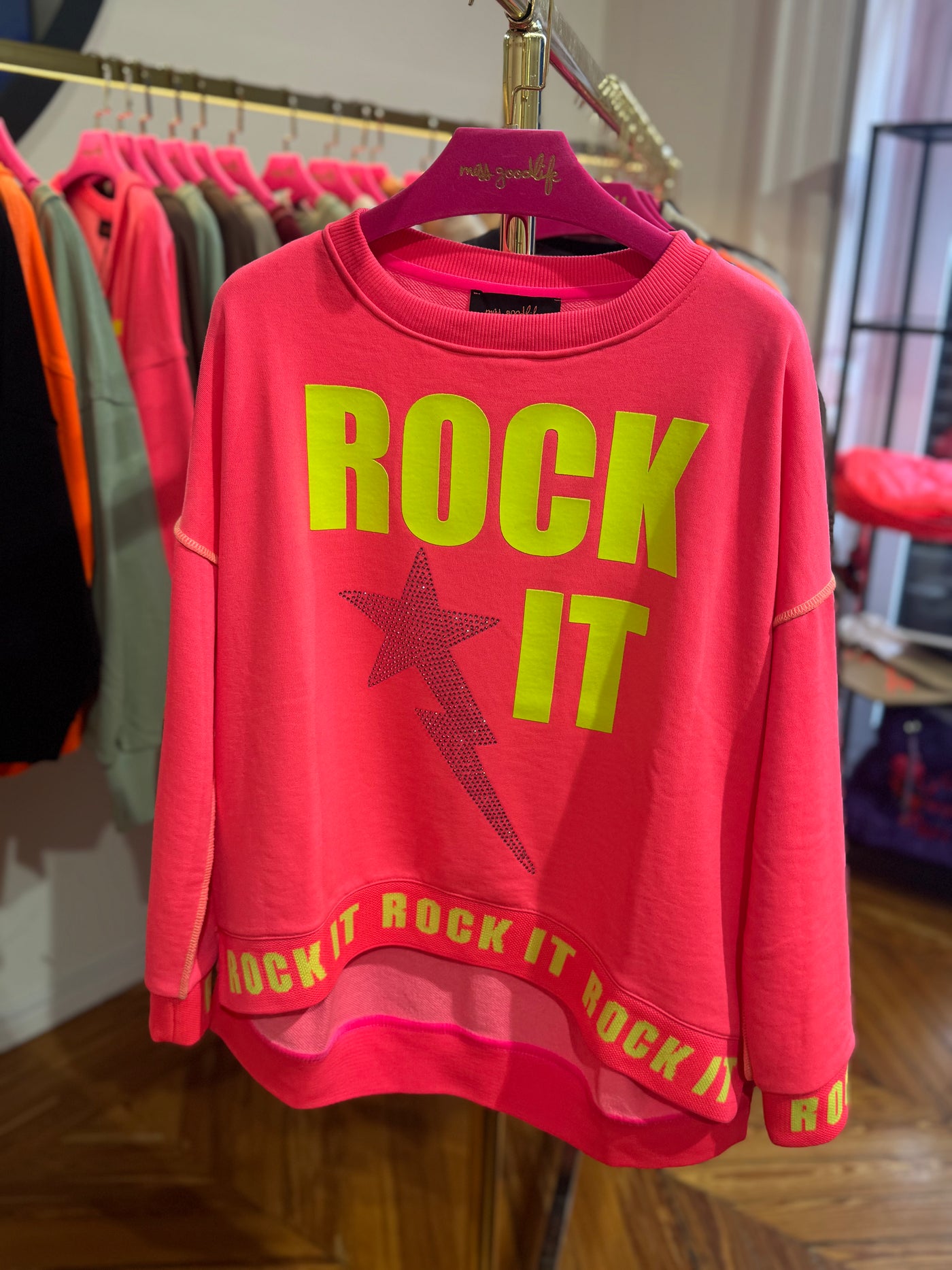 Sudadera Rock It Strass neon Miss Goodlife