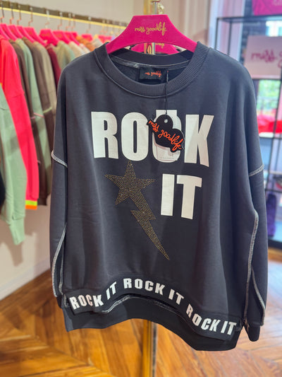 Sudadera Rock It Strass gris antracita Miss Goodlife