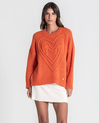 Jersey con corazón bordado naranja Rüga
