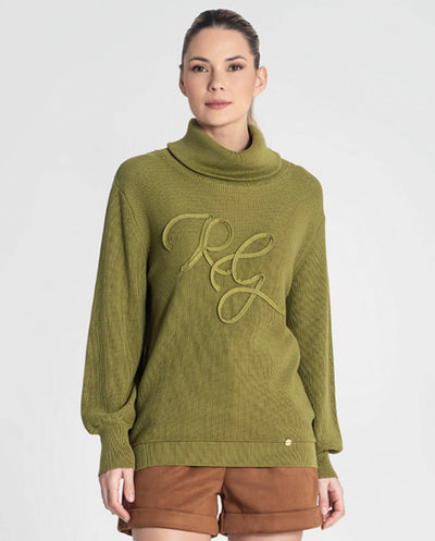 Jersey cuello vuelto RG relieve oliva Rüga