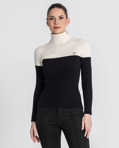 Jersey cuello vuelto crudo y negro Rüga