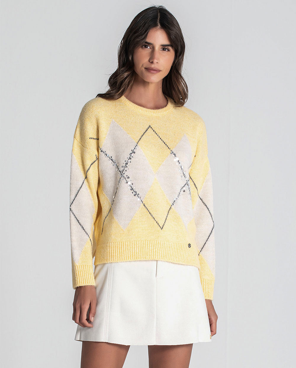 Jersey jacquard rombos butter Rüga