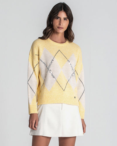 Jersey jacquard rombos butter Rüga