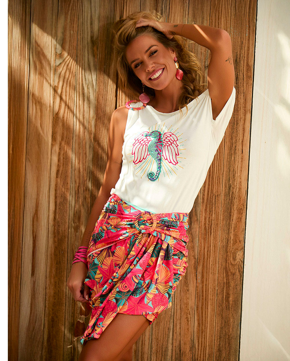 Lady falda casual corta Camaleónica