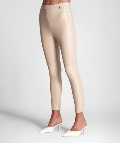 Leggins en ecopiel beige Rüga