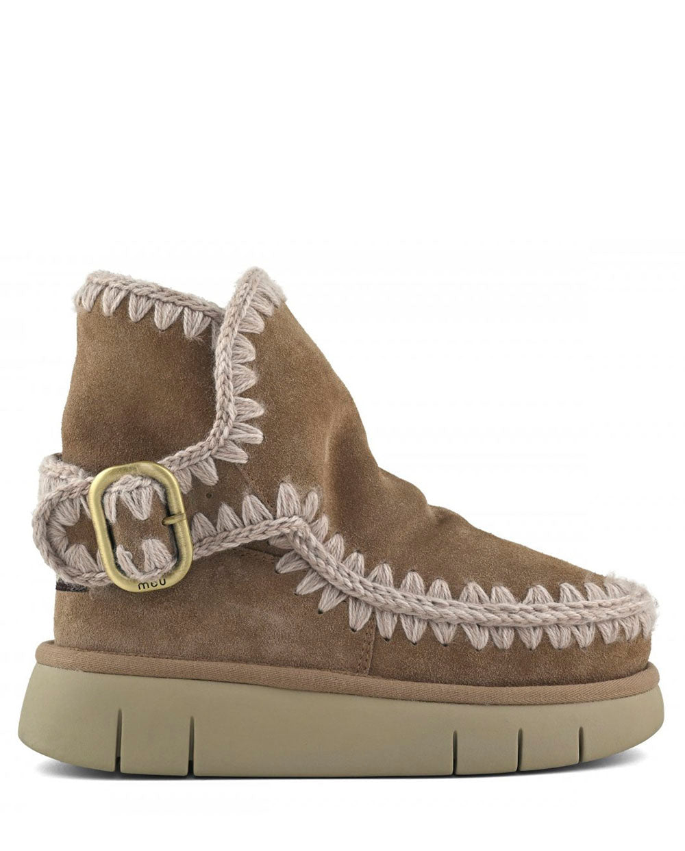 MOU Eskimo Bounce boot buckle strap pink brown