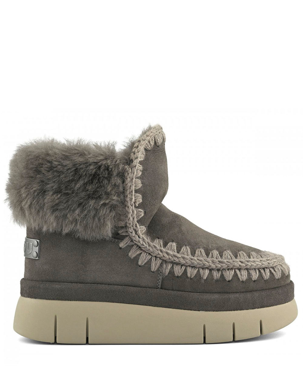 MOU Eskimo Bounce welt boot furry collar gris charcoal