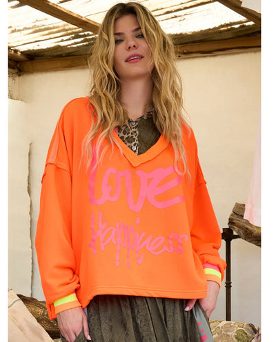 Sudadera Love Happiness naranja Miss Goodlife