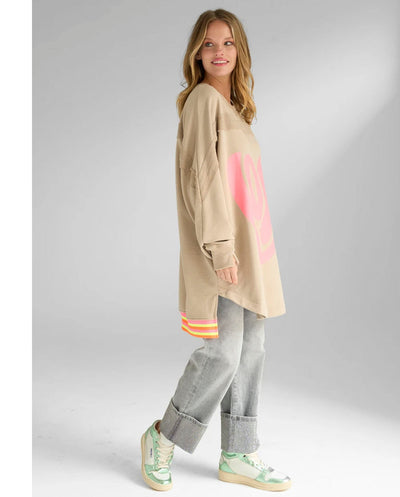 Sudadera larga corazón arena Miss Goodlife