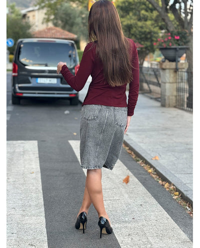 Falda denim gris tachas Odi et Amo