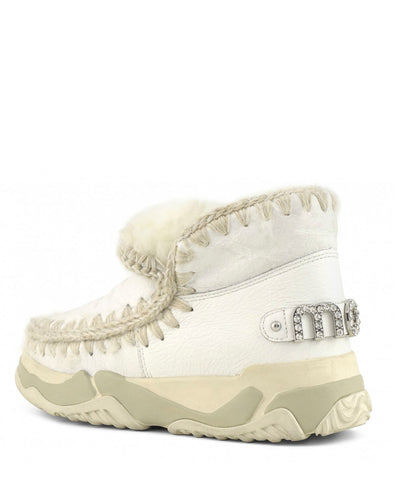 Logotipo de strass MOU Eskimo trainer branco