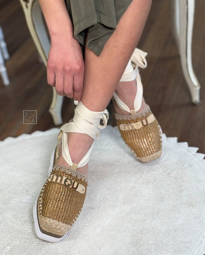 Mou Sandalia Espa plataforma metal brown