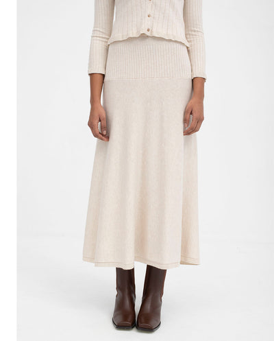 Falda midi Safa beige Mus & bombón