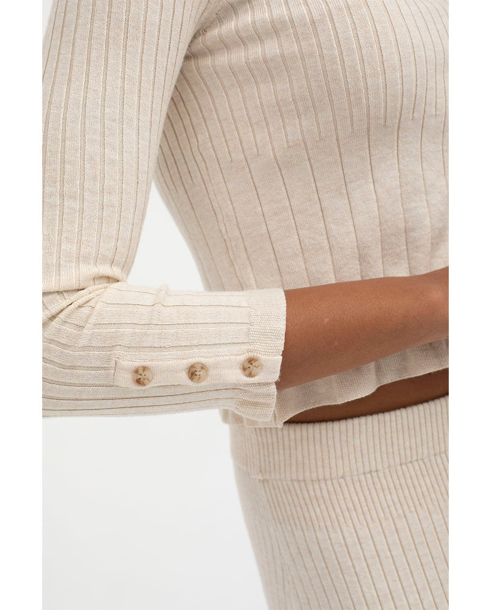 Cardigan cuello redondo Sufouh beige Mus & bombón