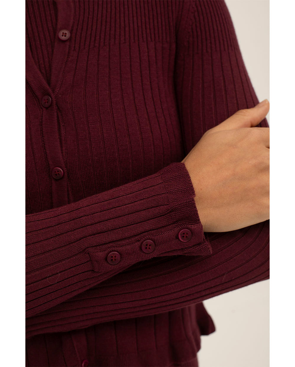 Cardigan cuello redondo Sufouh granate Mus & bombón