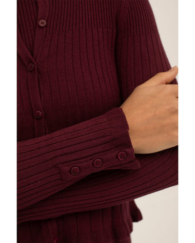 Cardigan cuello redondo Sufouh granate Mus & bombón