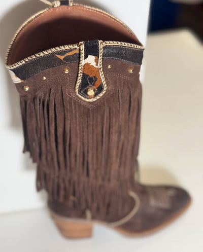 Bota doble fleco Western marrón Nemonic