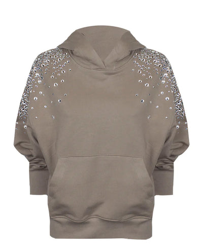 Sudadera felpa strass beige Odi et Amo