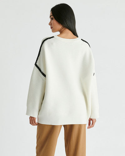 Jersey Canalé bordado blanco Paisie London