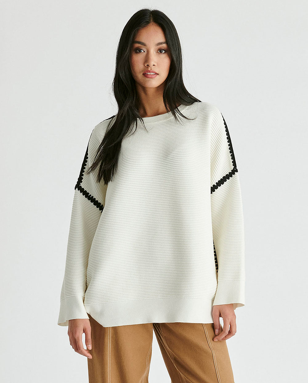 Jersey Canalé bordado blanco Paisie London