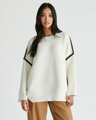 Jersey Canalé bordado blanco Paisie London