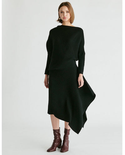 Falda punto drapeado negro Paisie London