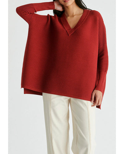 Jersey Canalé cuello pico rojo Paisie London