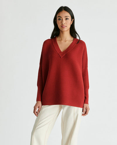 Jersey Canalé cuello pico rojo Paisie London