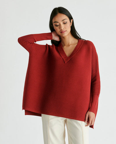 Jersey Canalé cuello pico rojo Paisie London