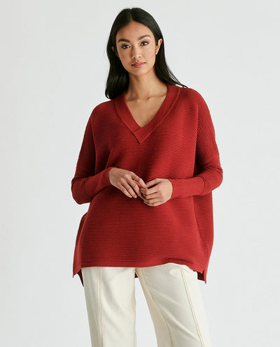 Jersey Canalé cuello pico rojo Paisie London